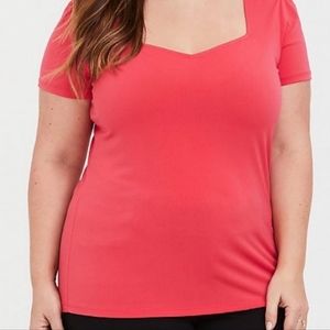 Torrid Hot Coral Crepe Sweethear Blouse
